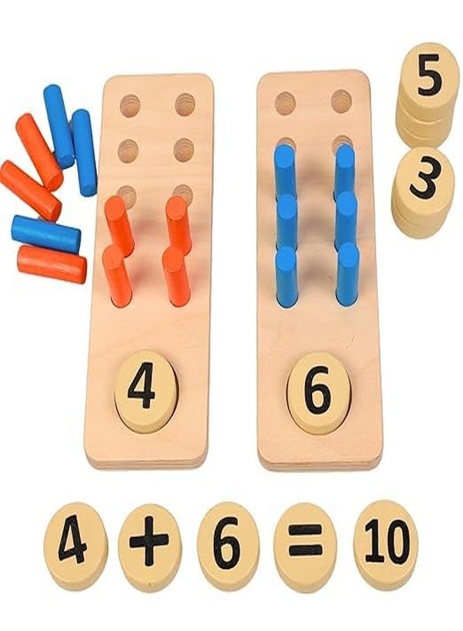 EYESIGN Wooden Math Learning Board Set, Natural Wood with Blue and Orange Pegs, Educational Montessori Toy for Ages 3-7, Numbers and Addition Game with 2 Boards - Image 4